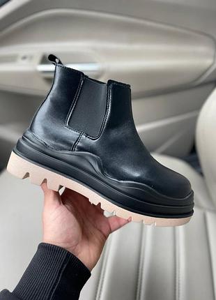 Жіночі ботінки  bottega veneta mini black утеплитель флис женские ботинки ботега3 фото