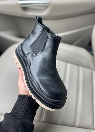 Жіночі ботінки  bottega veneta mini black утеплитель флис женские ботинки ботега5 фото