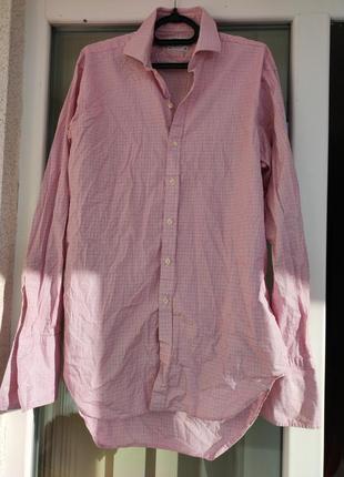 Рубашка розовая удлиненная1 фото