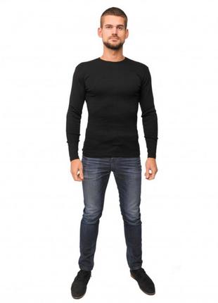 Однотонный мужской реглан лонгслив наталюкс. футболка с длинным рукавом наталюкс , базовый чёрный лонгслив реглан кофта3 фото