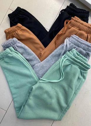 Джогери трьохнитка на флісі, спортивні штани на манжетах, джоггеры трехнить на флисе, спортивные штаны на манжете, с высокой посадкой