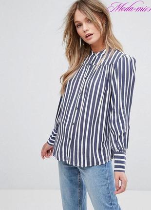Сорочка смужка дрібний горошок вільний довгий рукав new look