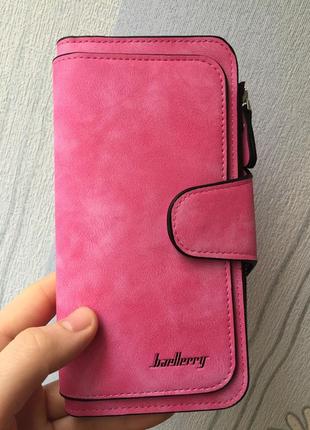 Жіночий замшевий клатч гаманець baellerry forever рожевий1 фото
