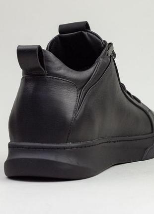 Стильные кроссовки,спортивные ботинки мужские кожаные черные зимние кожа мех (зима 2022-2023)3 фото