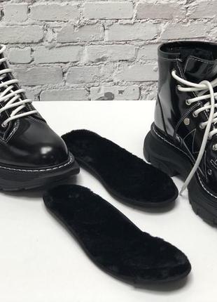 Женские кожаные ботинки с мехом alexander mcqueen boots10 фото