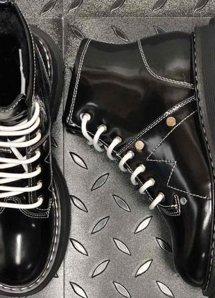 Женские кожаные ботинки с мехом alexander mcqueen boots7 фото
