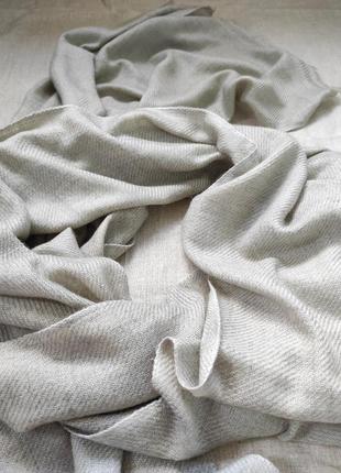 Широкий кашемировый шарф палантин однотонный серый базовый непал2 фото