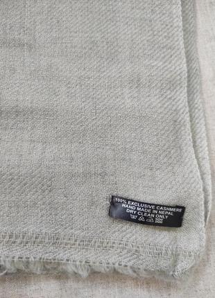 Широкий кашемировый шарф палантин однотонный серый базовый непал4 фото