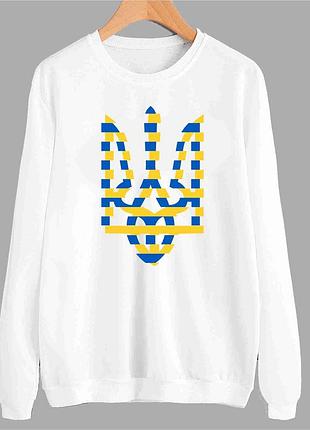 Свитшот белый с патриотическим принтом "герб украины сине-желтый" push it