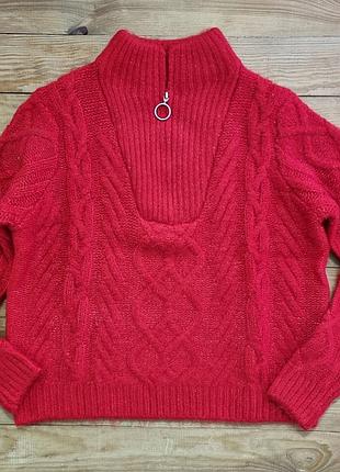 Женский вязанный свитер, размер m, цвет красный