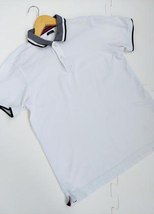 Чоловіча біла футболка поло з коміром на гудзиках від бренду ovs