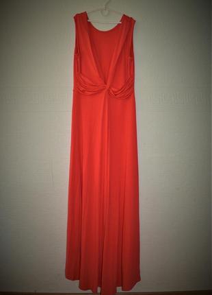 Платье коралловое разная длина длинное со шлейфом сарафан сукня коралова червона5 фото