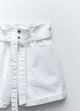 Шорты (шорты) zara джинсовые с поясом 4