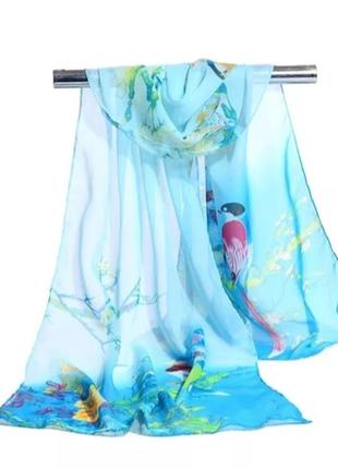 Женский шифоновый шарфик с птичками
