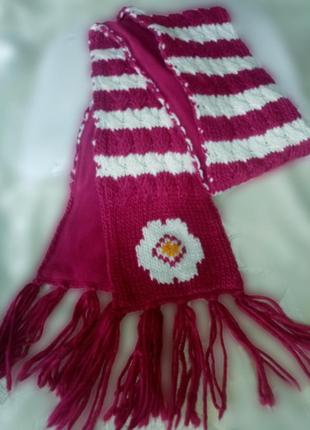 Теплий шарф для дівчинки в смужку квіточка dopo dopo
