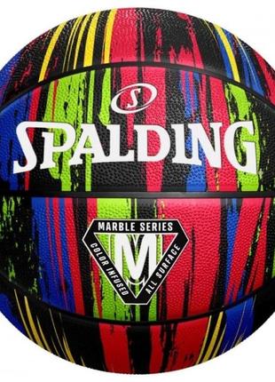 Баскетбольний мяч  spalding nba marble black rainbow outdoor размер 7 гумовий (84398z)