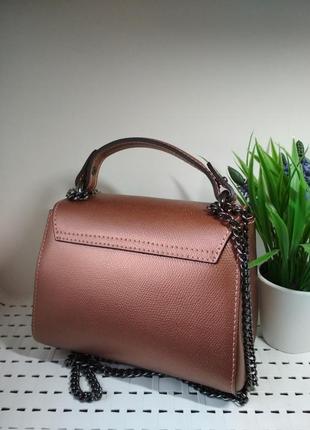 Італійська шкіряна сумочка, багатий бронзовий колір.2 фото