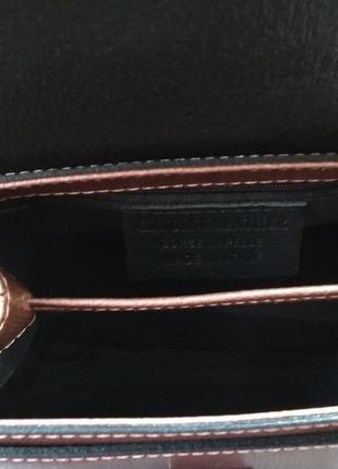 Італійська шкіряна сумочка, багатий бронзовий колір.5 фото