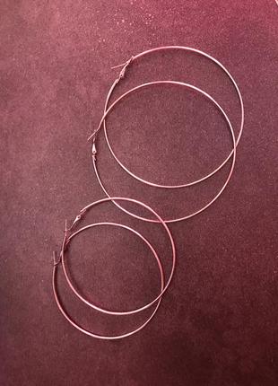 Сережки кільця у кольорі срібло у двох розмірах 10 та 8 см