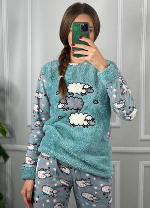 Жіноча флісова піжама махра овечки турція р. s, m, l, xl
