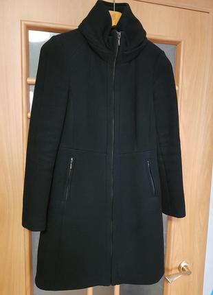 Шерстяне пальто зара, пальто з шерсті, чорне пальто, пальто zara
