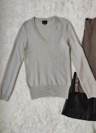 Серый натуральный пушистый свитер кашемир кофта вязаная на высокий рост вырезом женский cashmere2 фото