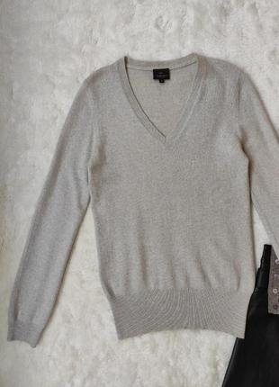 Серый натуральный пушистый свитер кашемир кофта вязаная на высокий рост вырезом женский cashmere3 фото