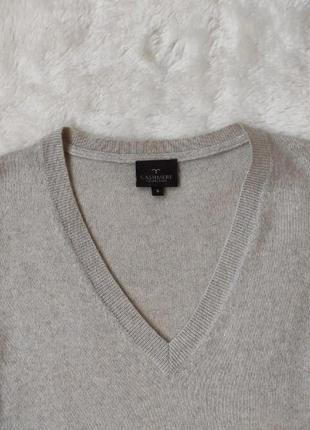 Серый натуральный пушистый свитер кашемир кофта вязаная на высокий рост вырезом женский cashmere6 фото