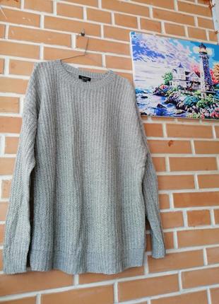 Базовий об'ємний подовженний сірий светр/базовый удлинённый свитер