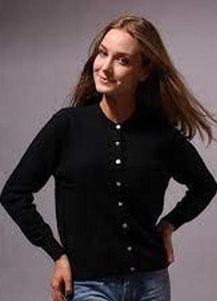 Коричневый натуральный пушистый свитер кашемир кардиган на пуговицах стразах с манжетами