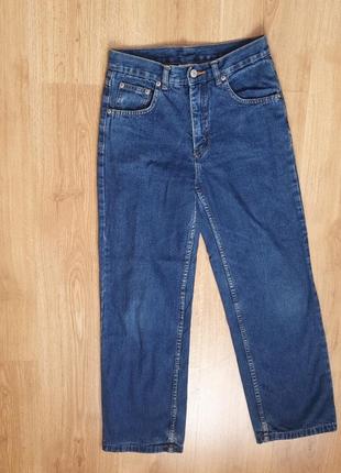 Якісні натуральні котонові сині прямі джинси 152см 12-14 р