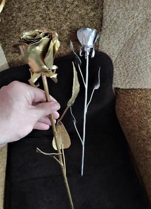 Роза из металла, металлическая роза ручной работы, подарок, сувенир