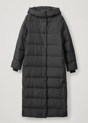 Cos hooded long puffer coat in black пуховик, пальто пух 40(l) швеция3 фото