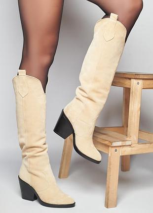 Козаки італійська замша р36-40 чоботи ботфорти черевики казаки сапоги ботфорты