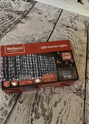 Гірлянда новорічна на вікно штора 220 led melinera гирлянда занавес штора светодиодная новогодняя1 фото