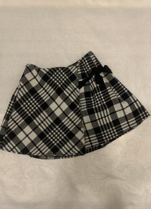 Детская тёплая юбка в клетку на запах george  размер 7-8 лет1 фото