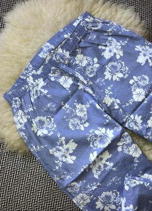 Домашние пижамные штаны натуральный хлопок принт цветочный5 фото