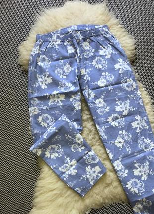 Домашние пижамные штаны натуральный хлопок принт цветочный7 фото