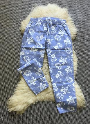 Домашние пижамные штаны натуральный хлопок принт цветочный4 фото