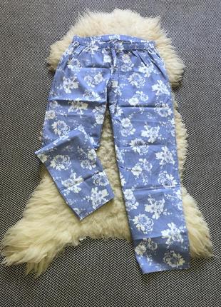 Домашние пижамные штаны натуральный хлопок принт цветочный6 фото