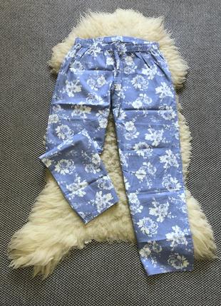 Домашние пижамные штаны натуральный хлопок принт цветочный10 фото