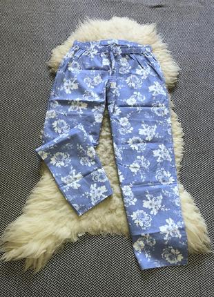 Домашние пижамные штаны натуральный хлопок принт цветочный8 фото