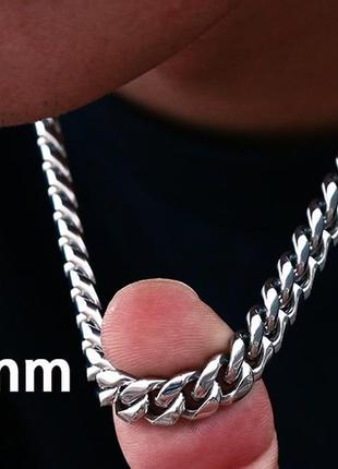 Массивная цепь из нержавеющей стали stainless steel шириной 10 мм длиной 60 см кубинское плетение.2 фото