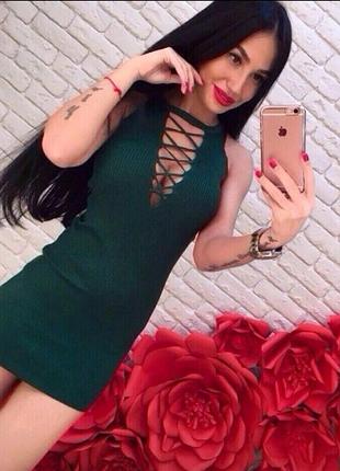 Платье майка зеленое