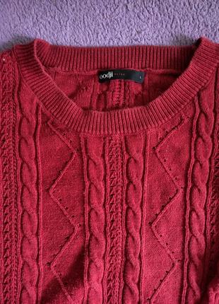 Женский красный свитер вязаный3 фото