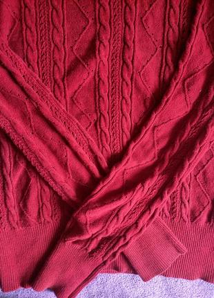 Женский красный свитер вязаный2 фото