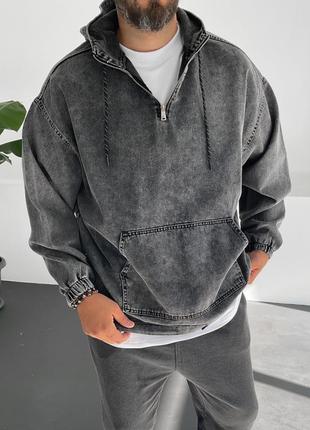 Джинсовка анорак джинсовый пиджак мужская серый турция / джинсовая куртка піджак курточка сірий