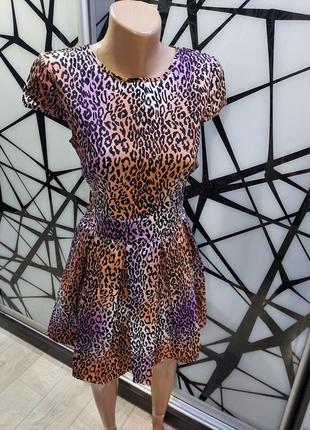 Шикарное платье куколка love label сиренево-терракотовый леопард 14 размер5 фото