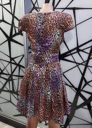 Шикарное платье куколка love label сиренево-терракотовый леопард 14 размер8 фото