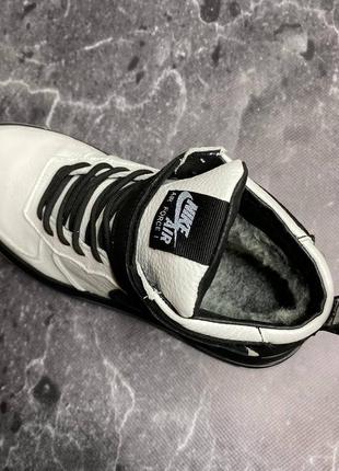 Стильные кроссовки,спортивные ботинки мужские кожаные белые зимние кожа мех (зима 2022-2023)5 фото